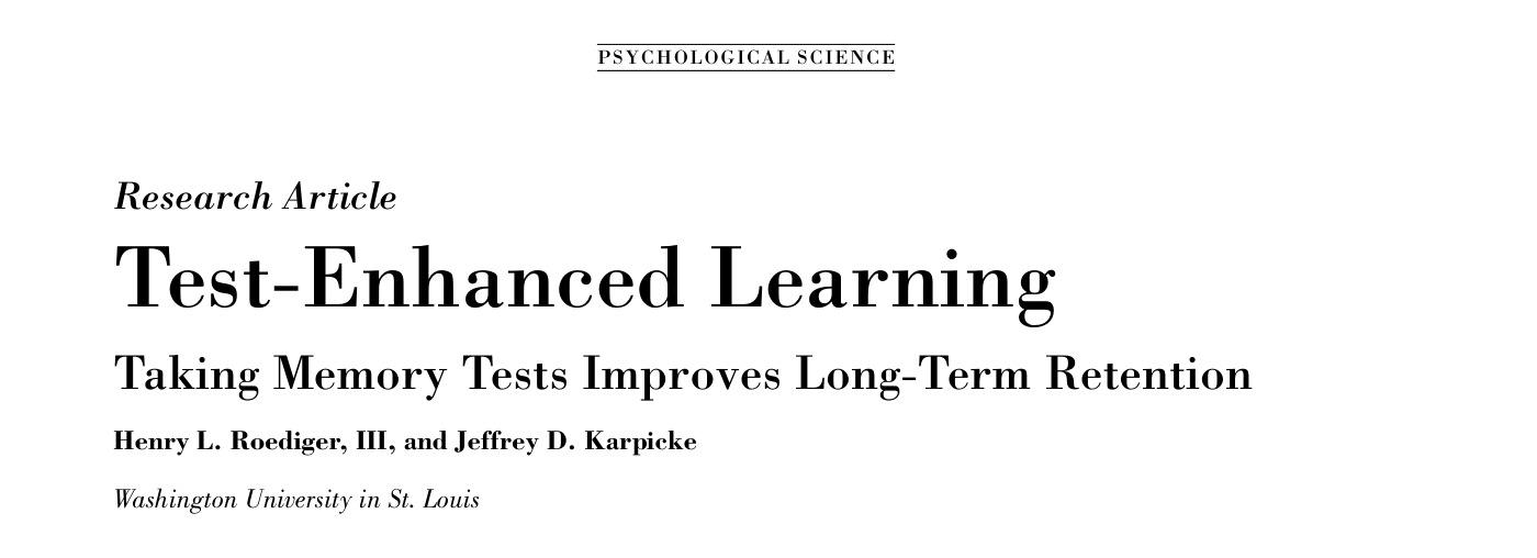 Primeira página do artigo Test-Enhanced Learning: Taking Memory Tests Improves Long-Term Retention